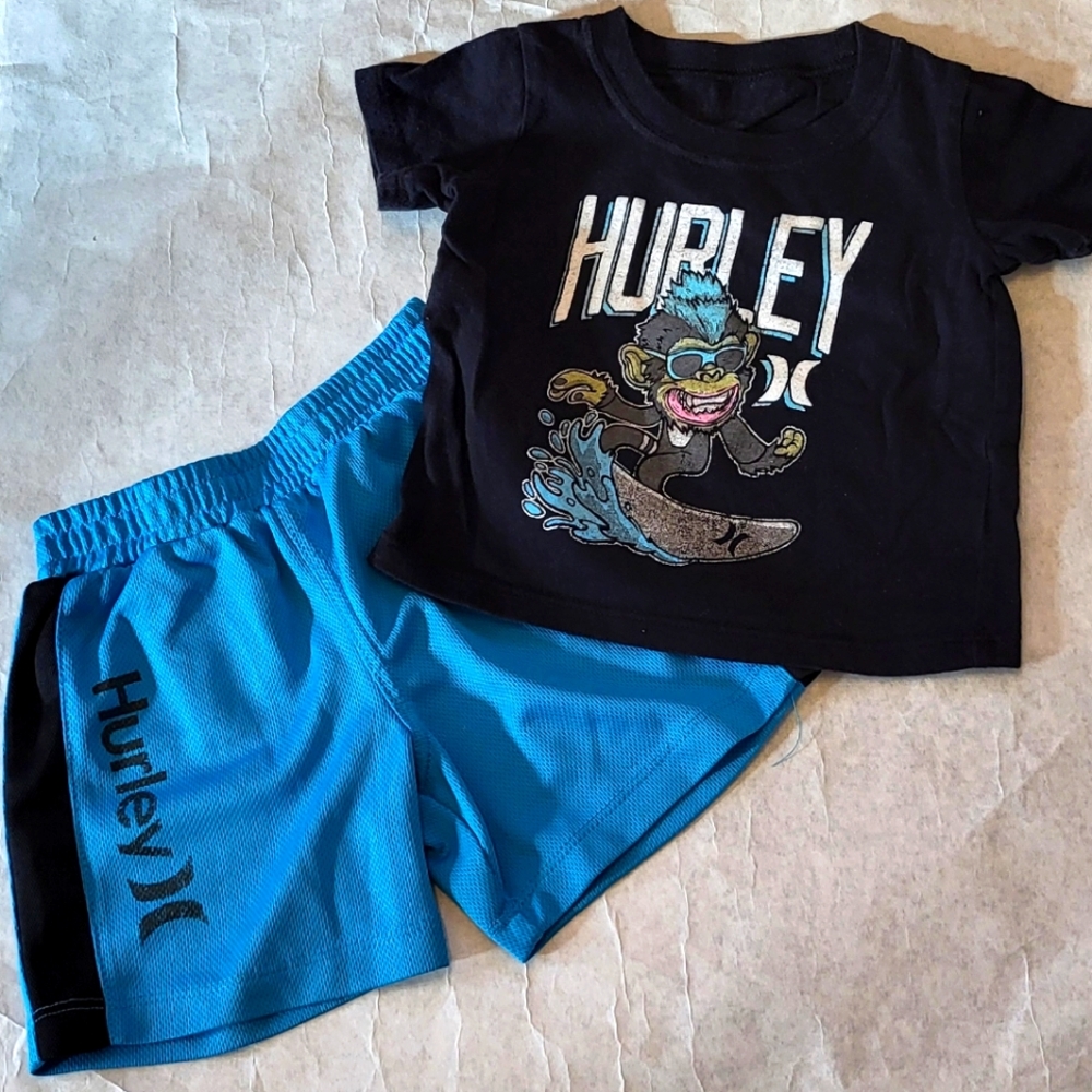 Hurley tee shirt and shorts